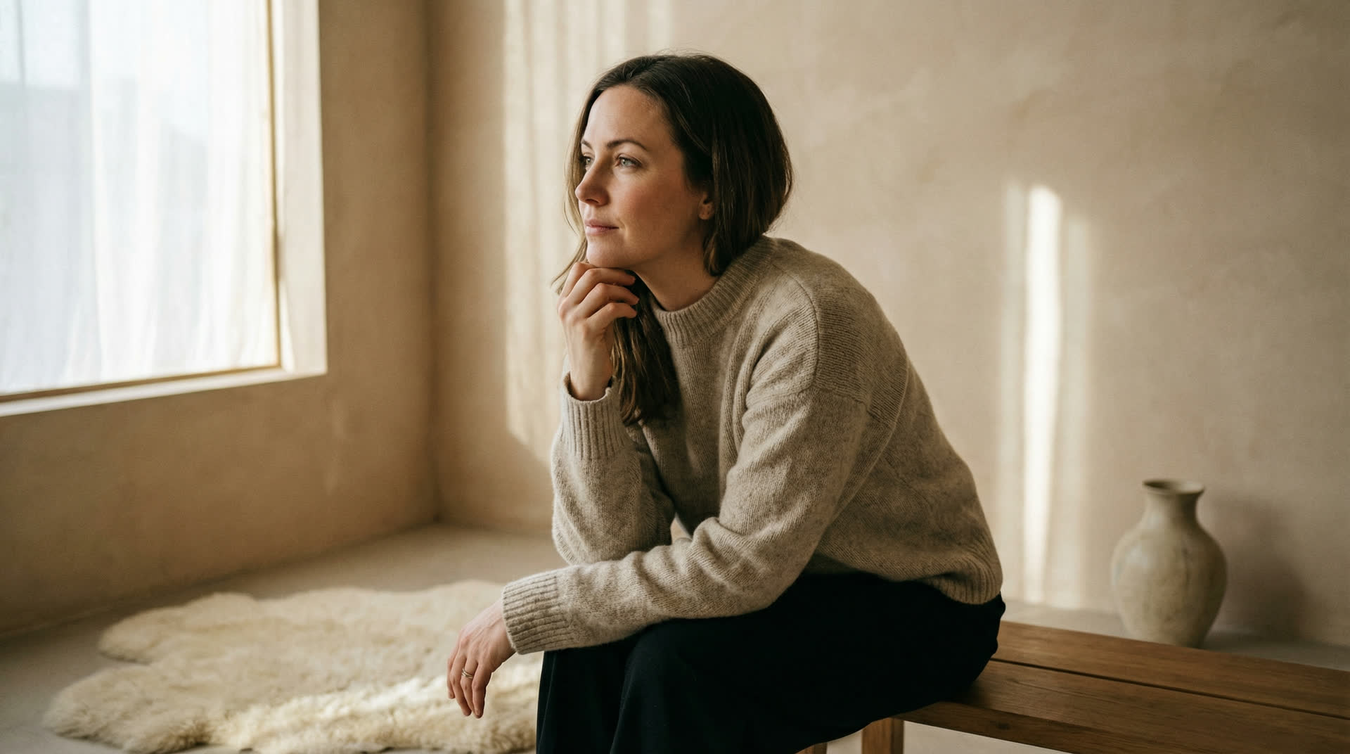 Person in reflection moment